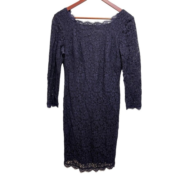 Adrianna Papell for E Live From the Red Carpet Blue Lace Dress Size 6 - Picture 3 of 13